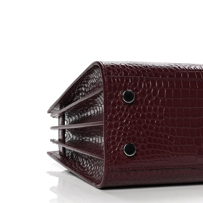 Saint Laurent Calfskin Crocodile Embossed Baby Sac De Jour Bordeaux 4 of 8