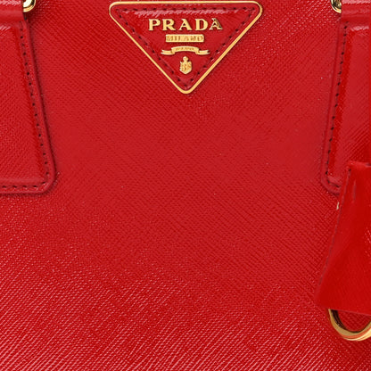 Prada Saffiano Vernice Small Galleria Double Zip Rosso 8 of 15