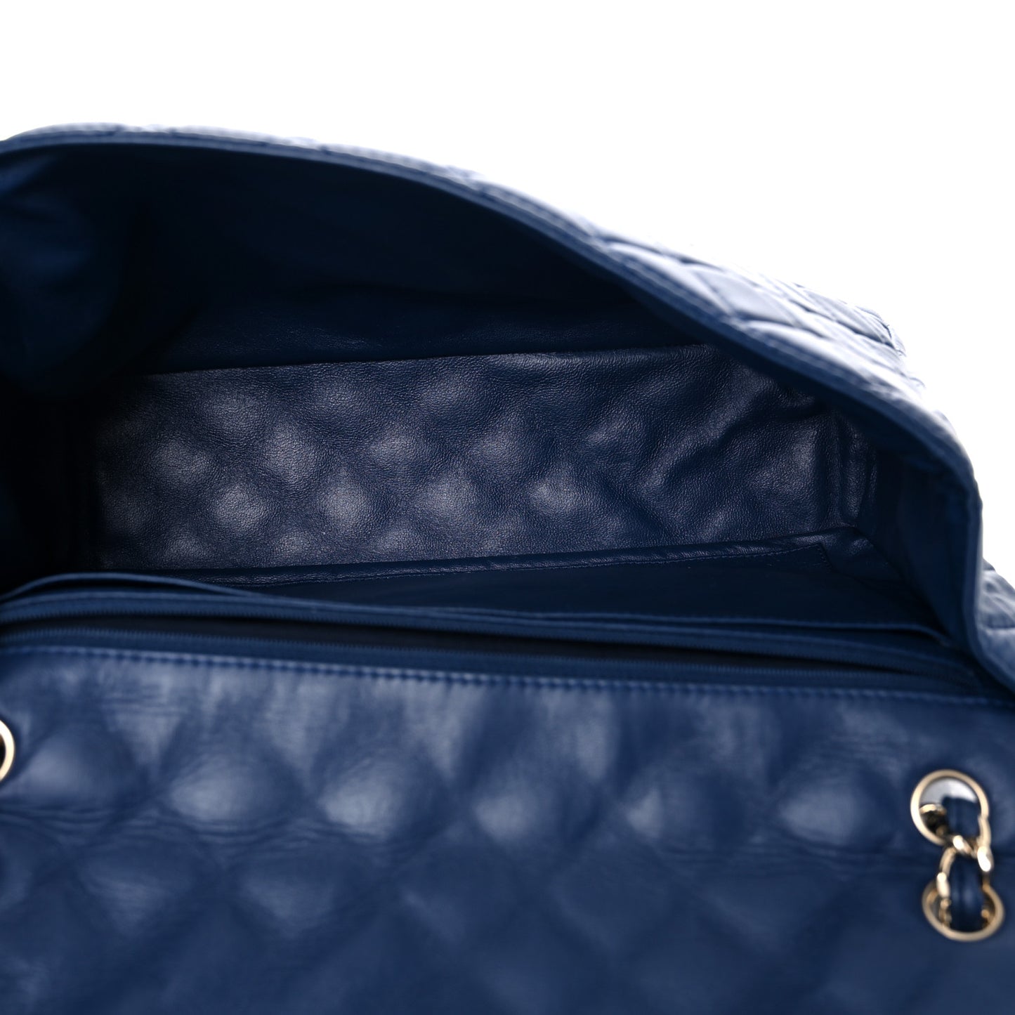 Lambskin Quilted Maxi Single Flap Dark Blue