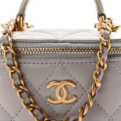 Chanel Lambskin Quilted Top Handle Mini Vanity Case With Chain Grey 8 of 11