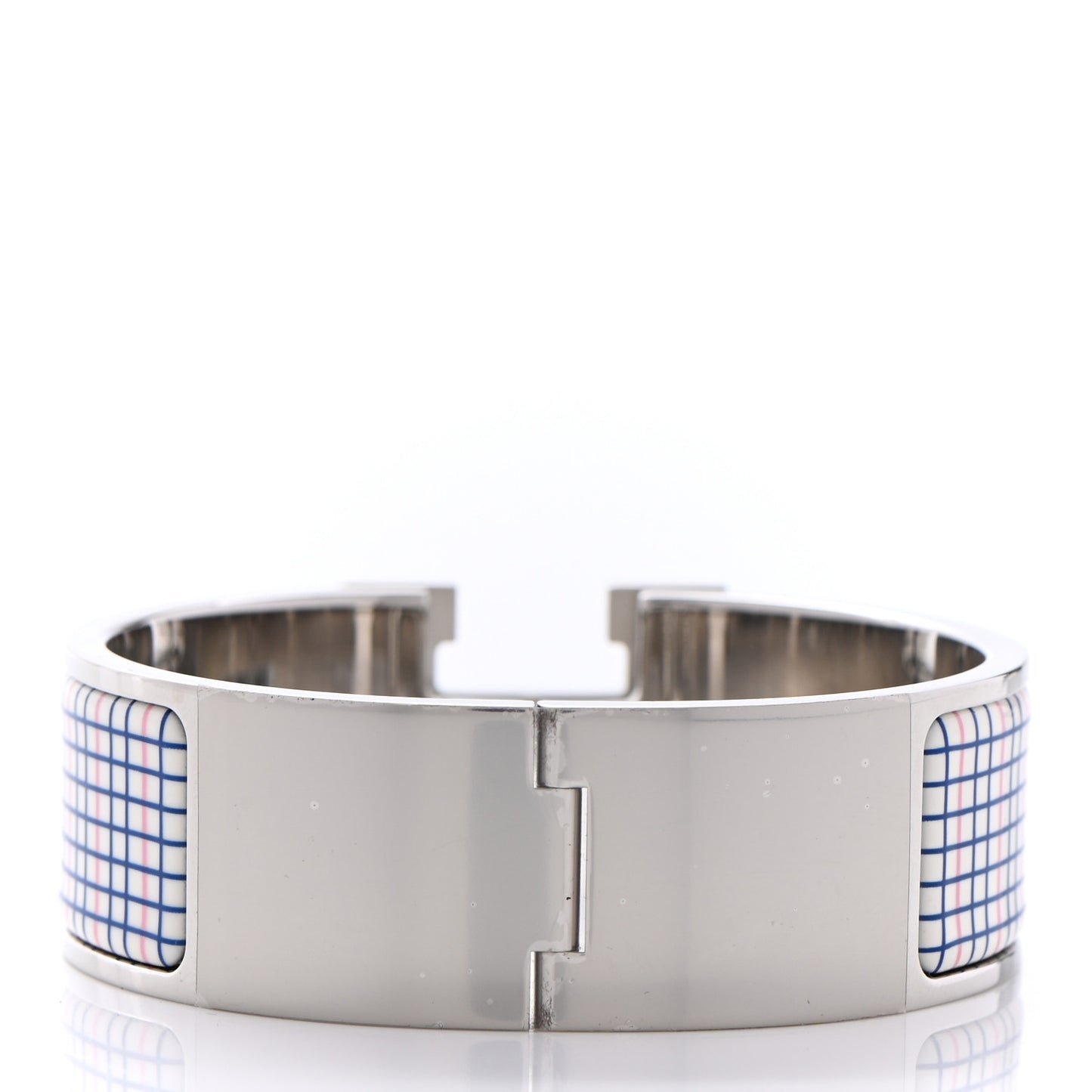 Enamel Wide Clic Clac H Tartan Bracelet PM Pink Delirium