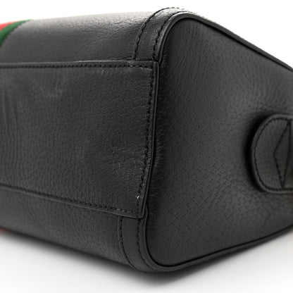 Gucci Textured Dollar Calfskin Web Medium Ophidia Boston Black 10 of 13