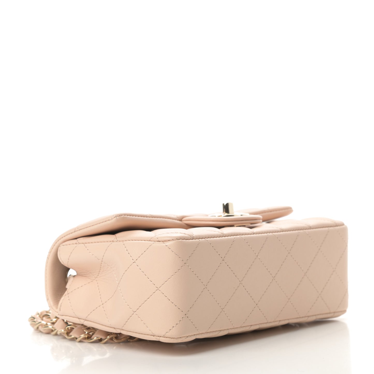 Lambskin Quilted Mini Rectangular Flap Beige