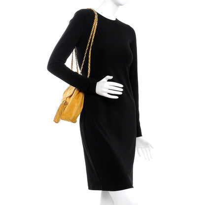 Chanel Suede Quilted Tassel Shoulder Bag Yellow 2 of 16