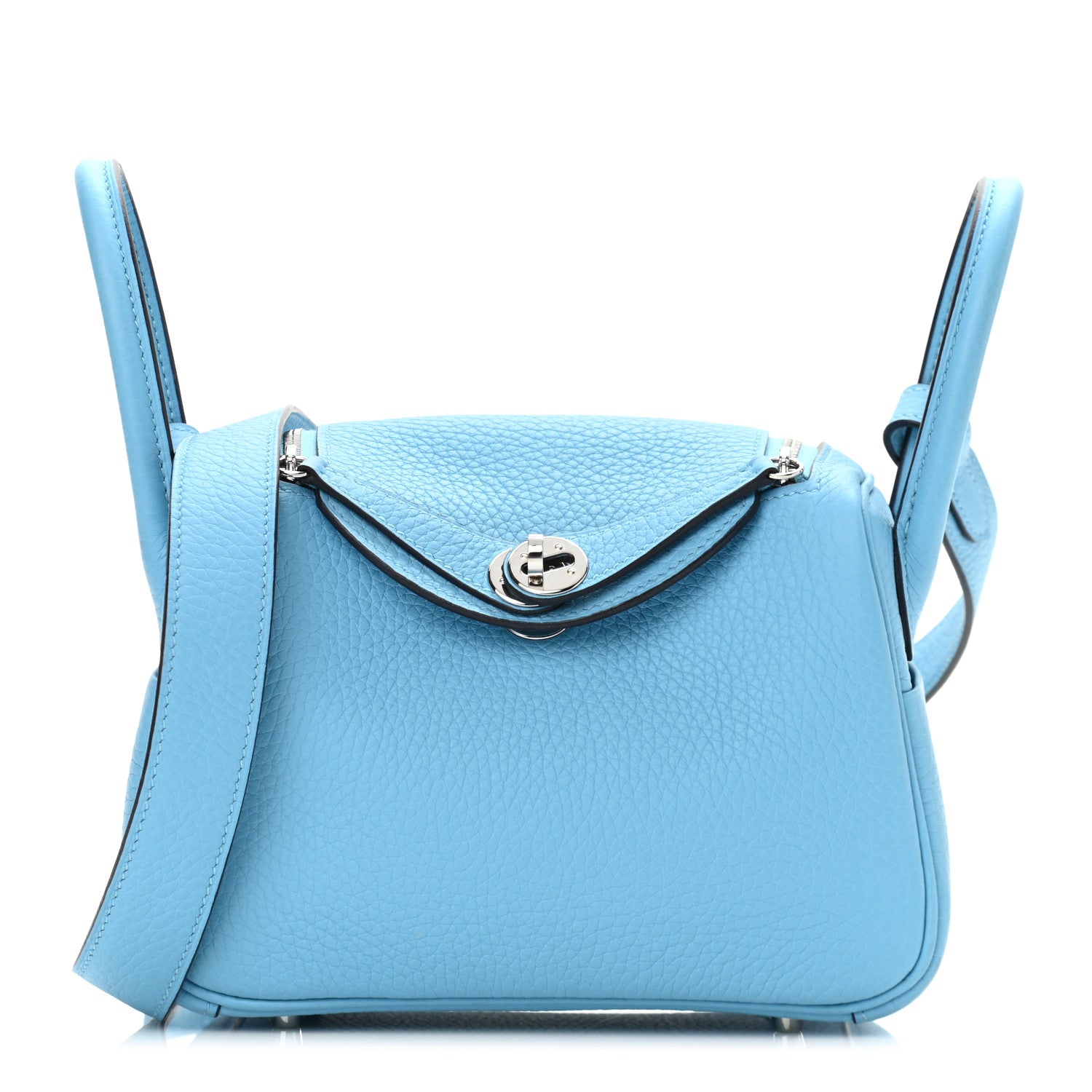 Hermes Taurillon Clemence Mini Lindy 20 Bleu Du Nord 1 of 10