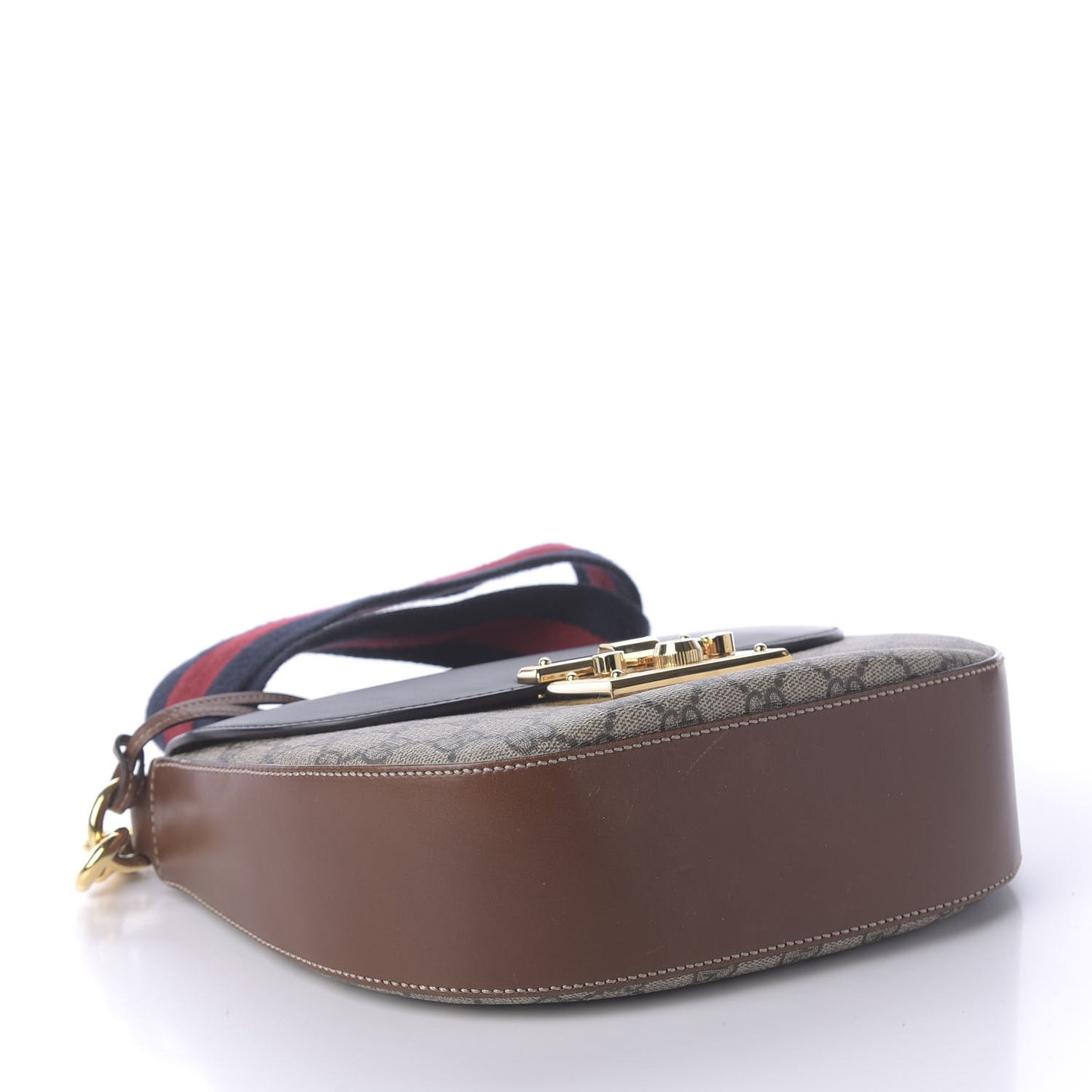 GG Supreme Monogram Web Medium Padlock Messenger Shoulder Bag Black