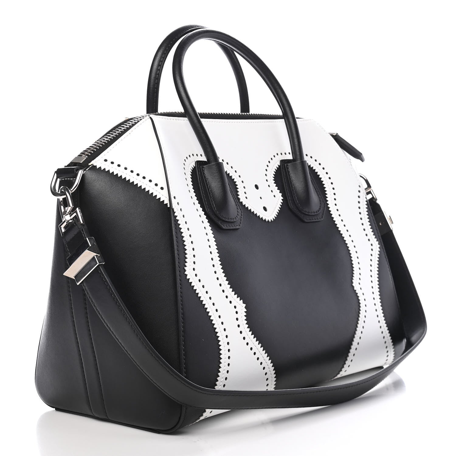 Givenchy Calfskin Brogue Medium Antigona Black White 3 of 9