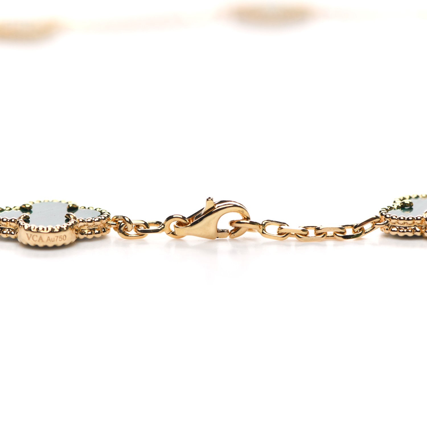 Van Cleef & Arpels 18K Yellow Gold Malachite 20 Motifs Vintage Alhambra Necklace 4 of 7