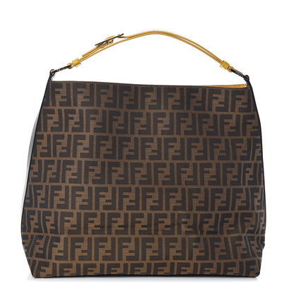 Fendi Zucca Vitello Large Hobo Tobacco Ocra Moro Black 1 of 9