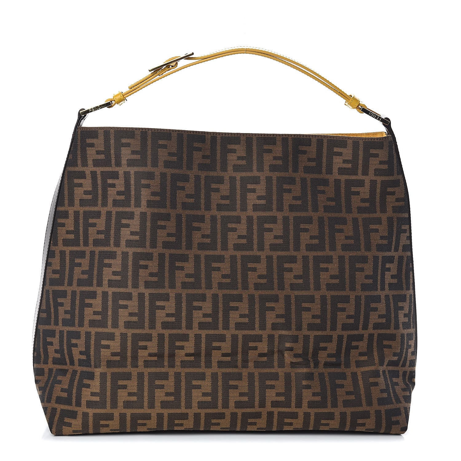 Fendi Zucca Vitello Large Hobo Tobacco Ocra Moro Black 1 of 9