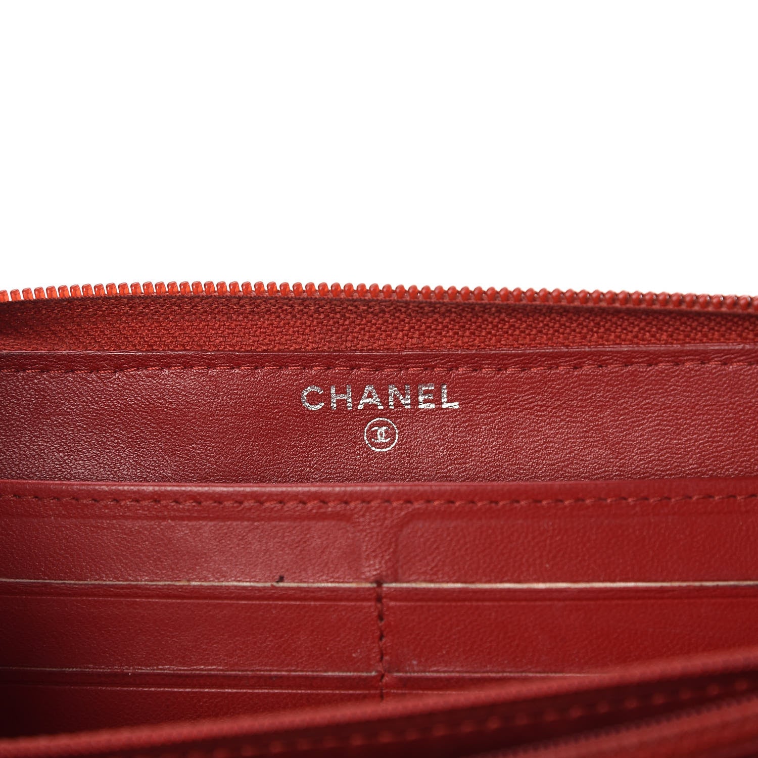 Chanel Lambskin Camellia Embossed Zip Around Large Gusset Wallet Red 7 of 14