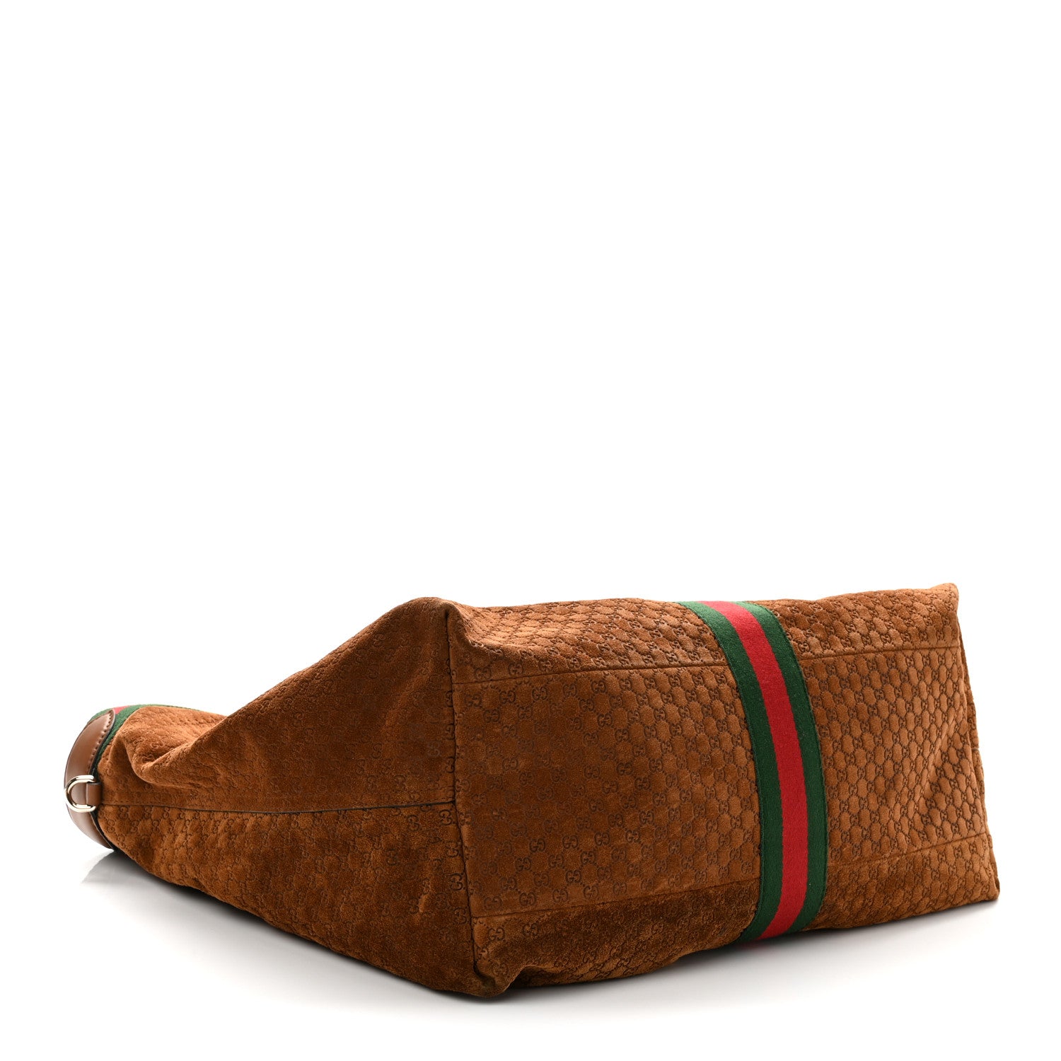 Gucci Suede GG Monogram Web Large Giglio Tote Brown 5 of 10