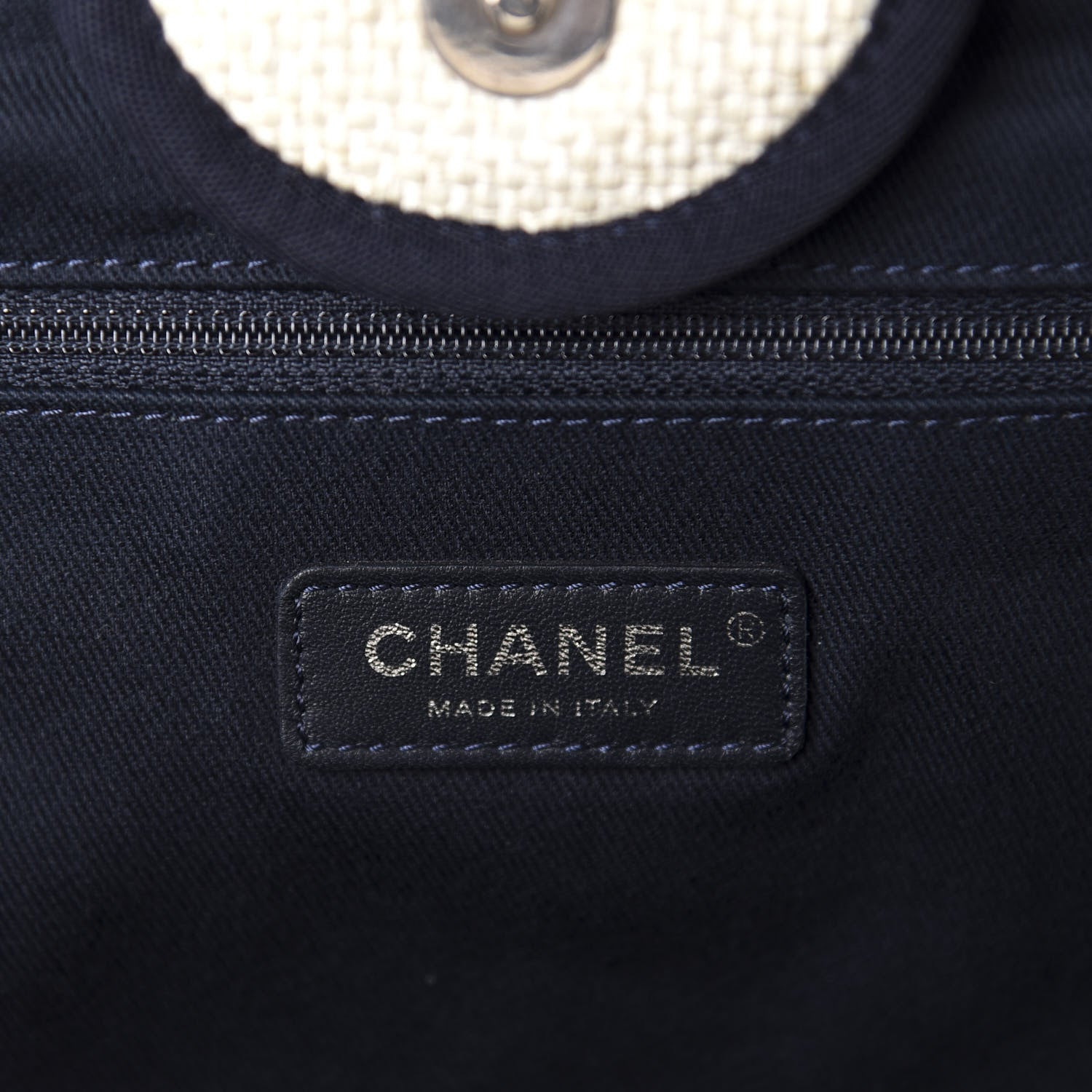 Chanel Woven Straw Raffia Medium Deauville Tote White Navy 14 of 16