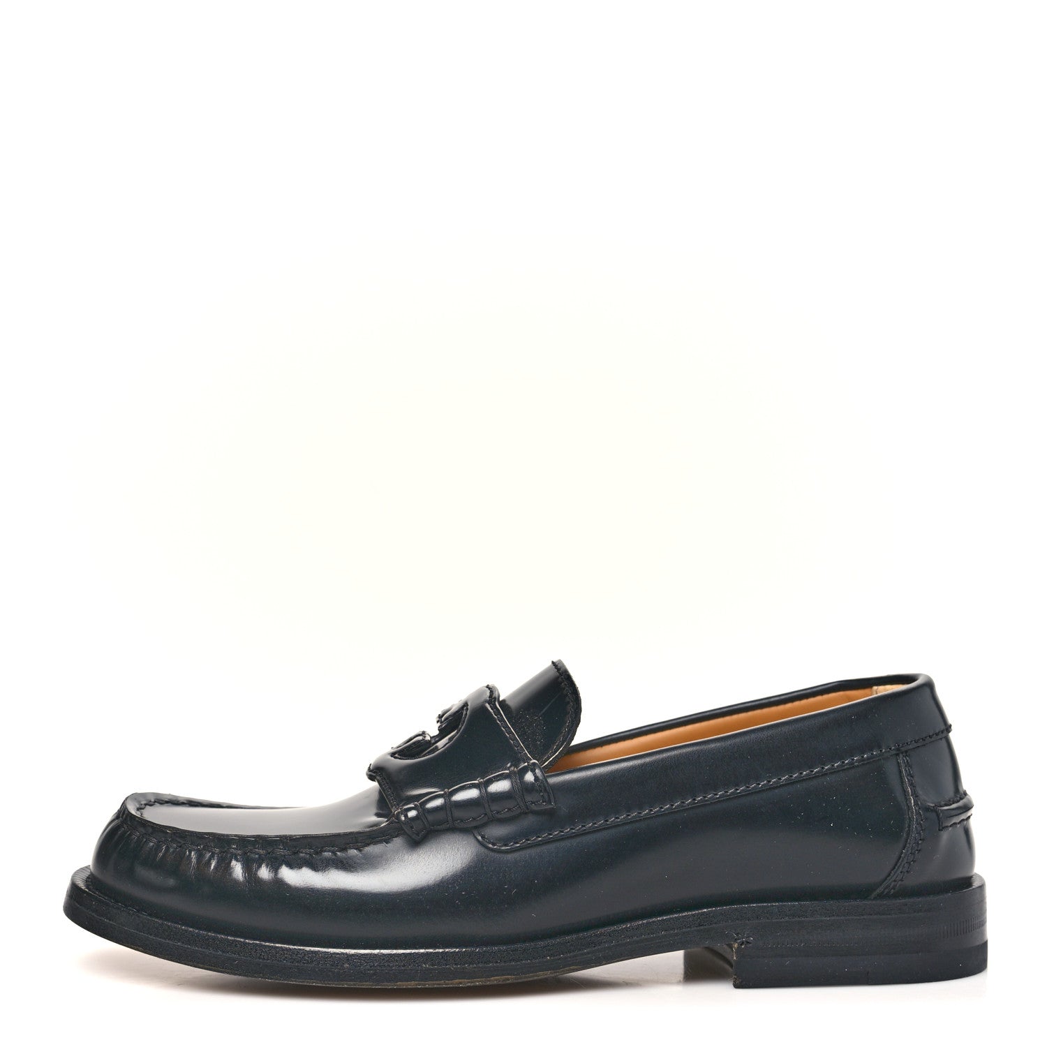 Gucci Millennial Ribot Cut Out Interlocking G Loafers 35.5 Black 1 of 10