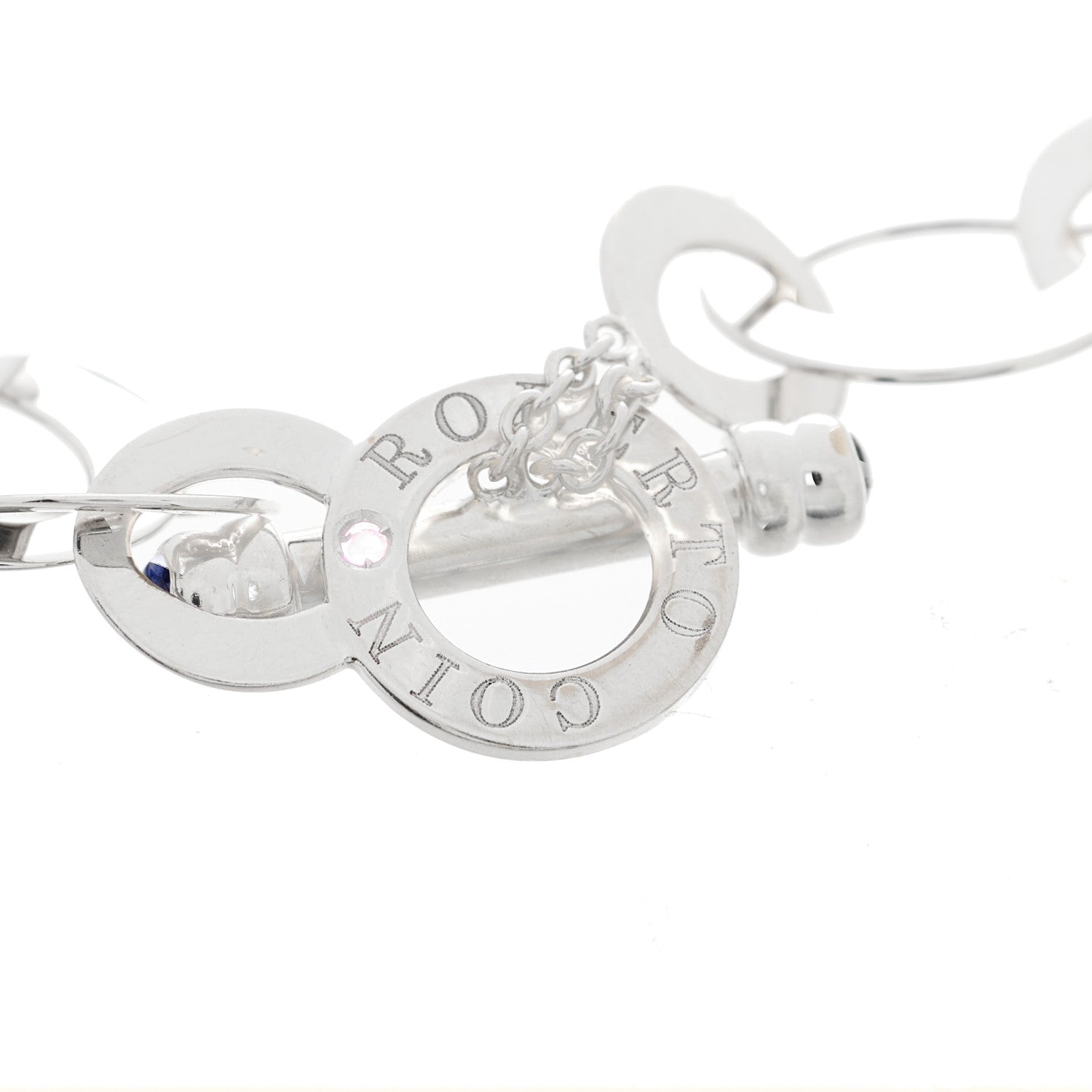 Roberto Coin 18K White Gold Blue Sapphire Chic and Shine Link Bracelet 3 of 3