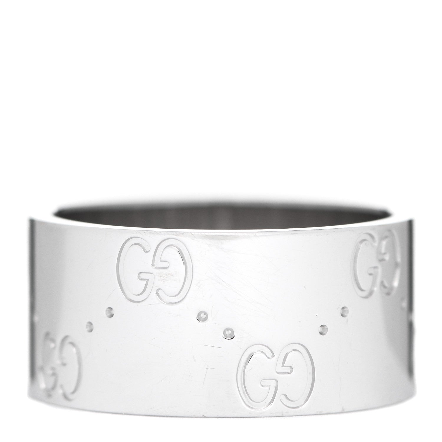 Gucci 18K White Gold 9mm Icon Band Ring 53 6.25 3 of 8