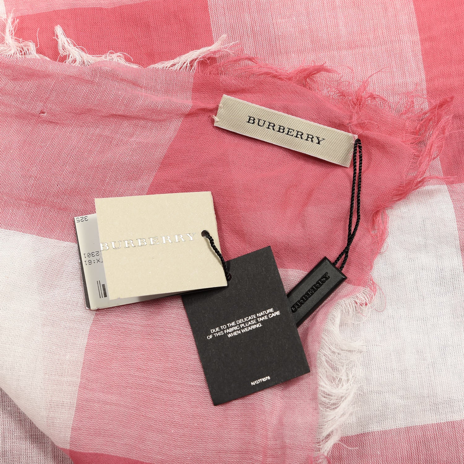 Burberry Cotton Bold Color Mega Check Scarf Pink Azalea 2 of 3