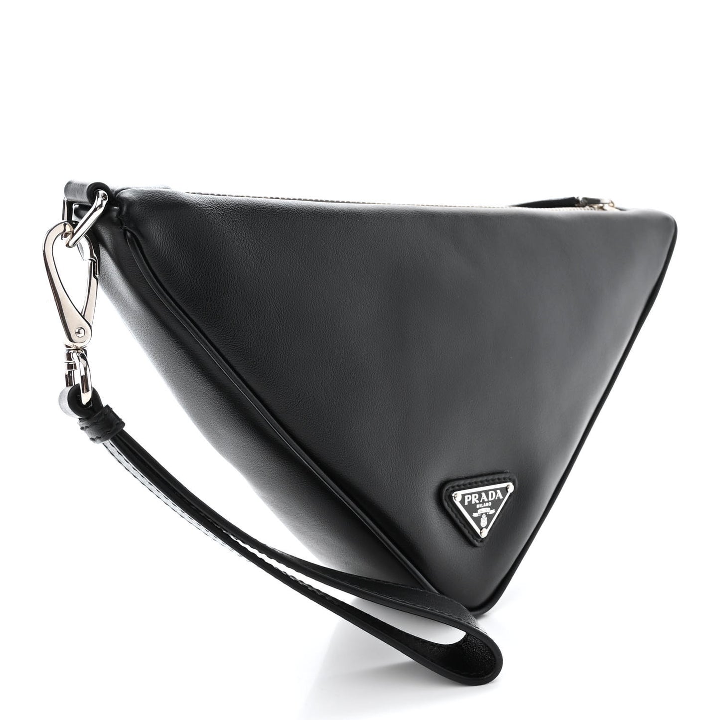 Grace Lux Triangle Logo Embossed Triangle Wristlet Pouch Black