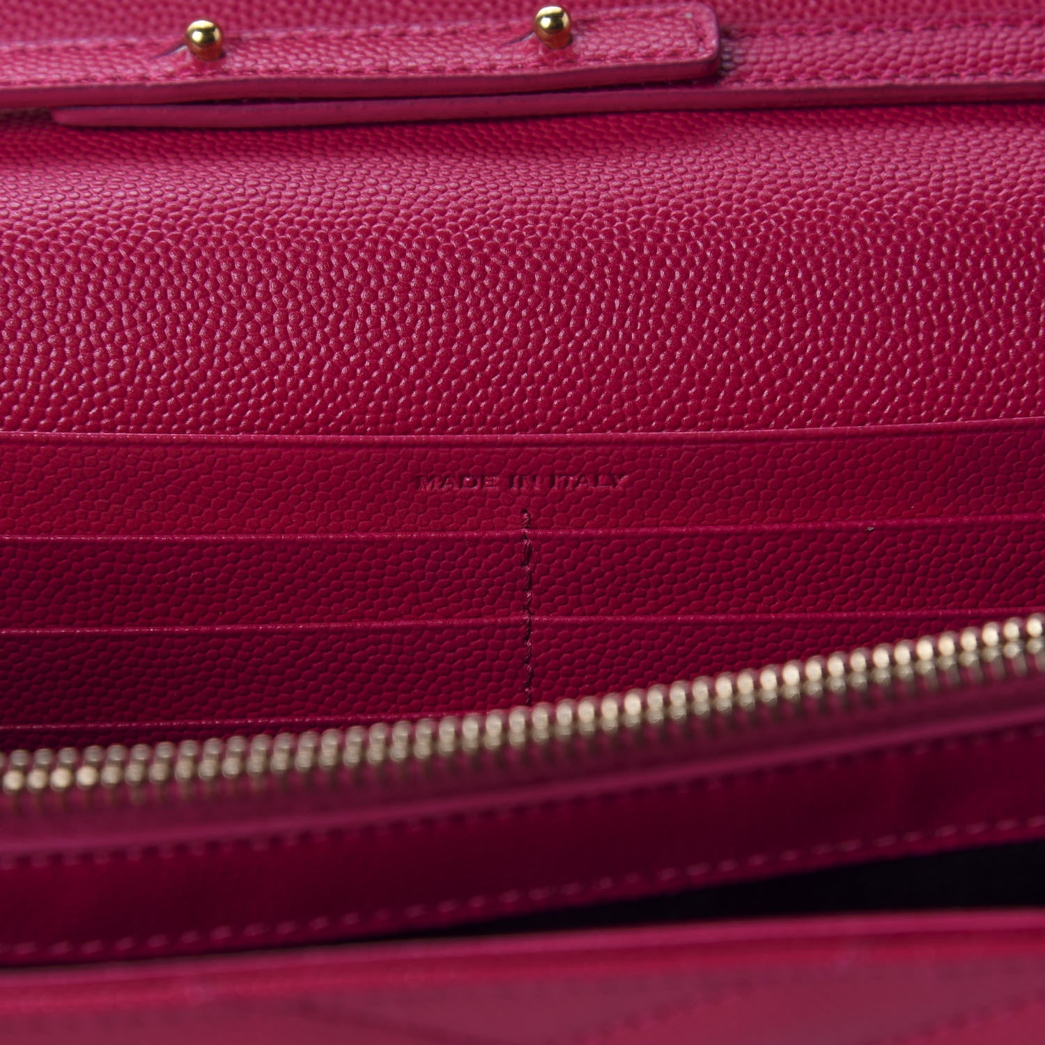 Saint Laurent Grain De Poudre Matelasse Chevron Monogram Chain Wallet Bubblegum 8 of 10