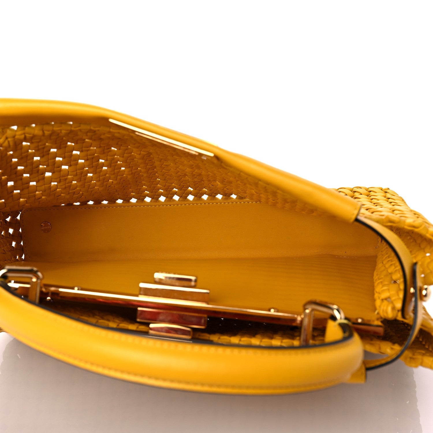 Fendi Nappa Matisse Intreccio Medium Peekaboo Iconic Satchel Mimosa 5 of 17