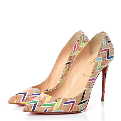 Christian Louboutin Cork Chevron Print Pigalle Follies 100 Pumps 41.5 Multicolor 3 of 11