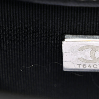 Chanel Printed Lambskin Logo CC Envelope Clutch With Chain Black White 7 of 10