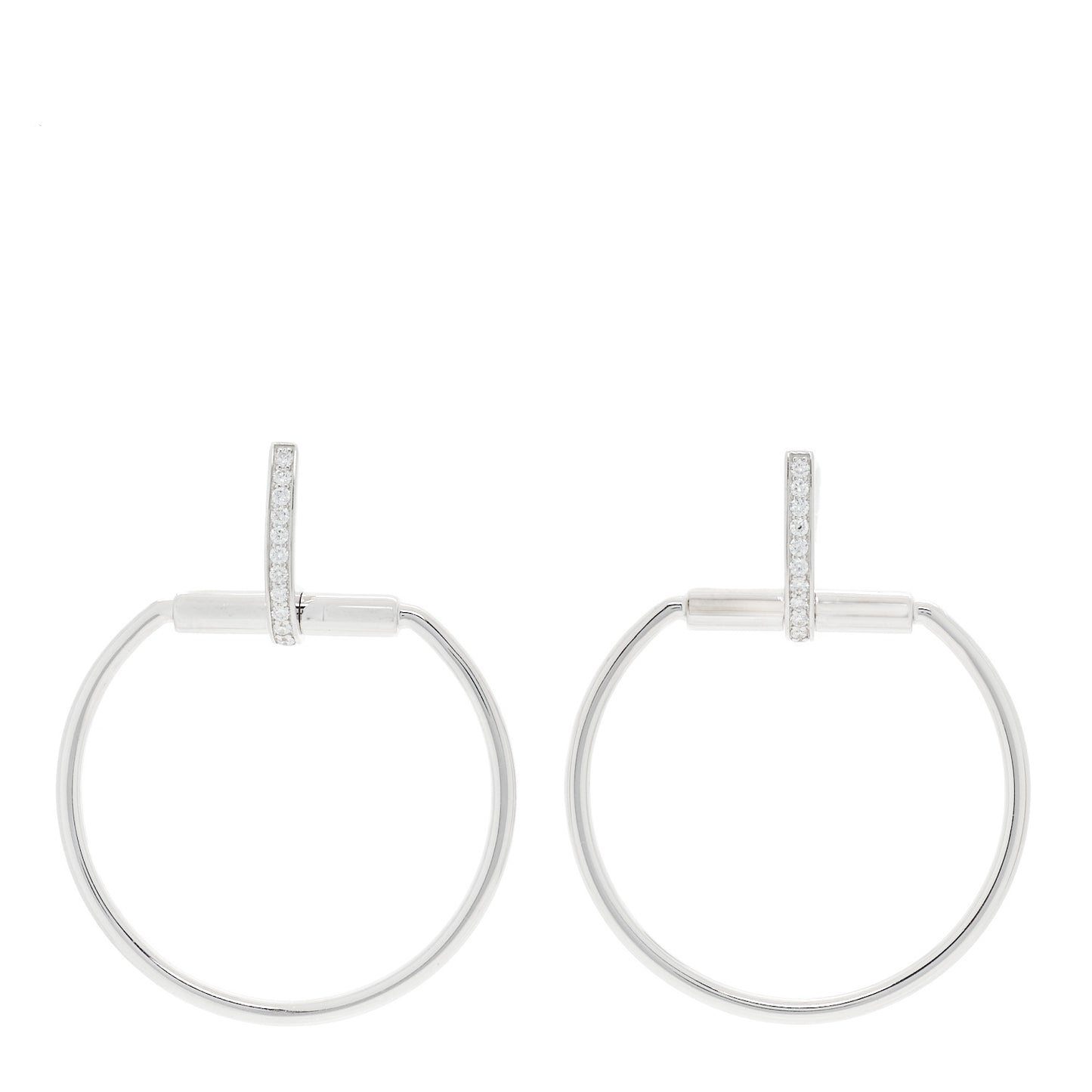 18K White Gold Diamond Classica Parisienne Round Drop Earrings