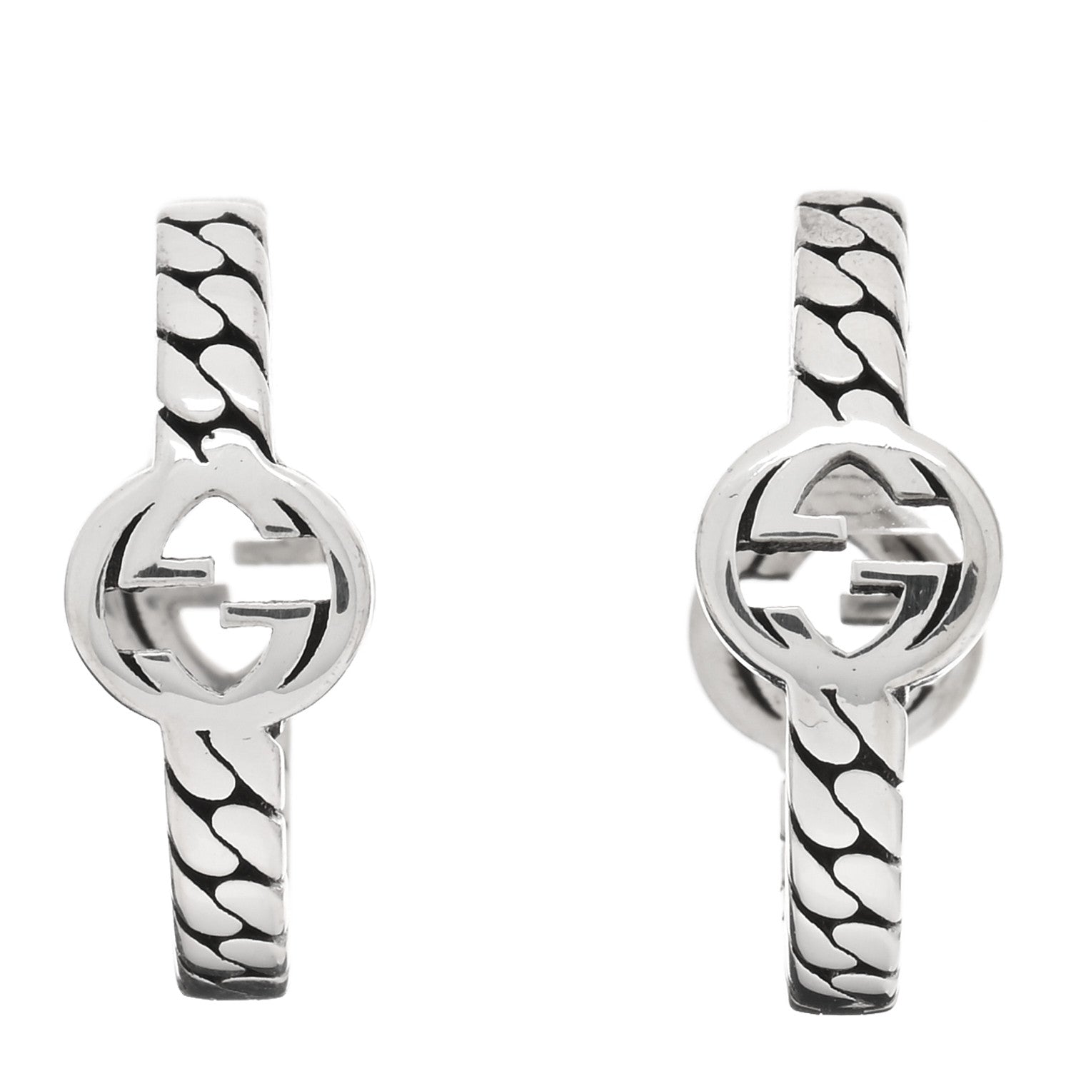 Gucci Sterling Silver Interlocking G Hoop Earrings 1 of 4