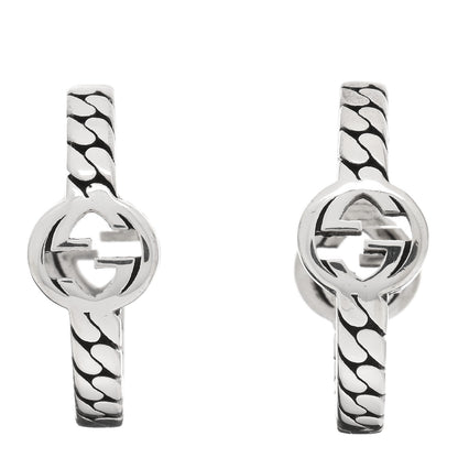 Gucci Sterling Silver Interlocking G Hoop Earrings 1 of 4