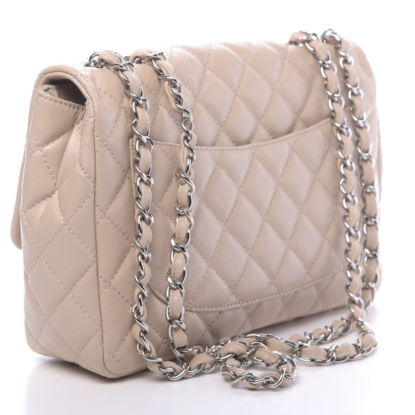 Caviar Quilted Jumbo Single Flap Beige Clair