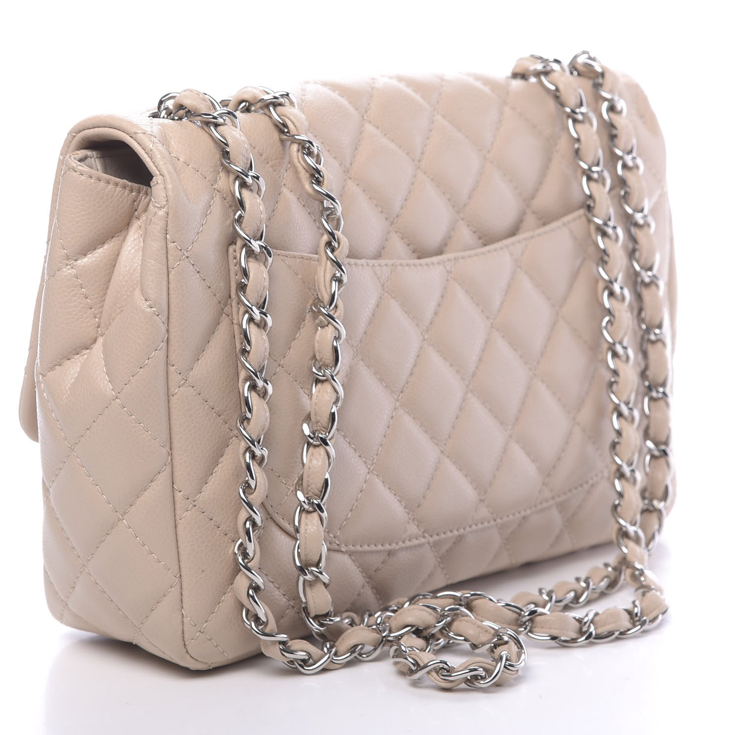 Chanel Caviar Quilted Jumbo Single Flap Beige Clair 2 of 10