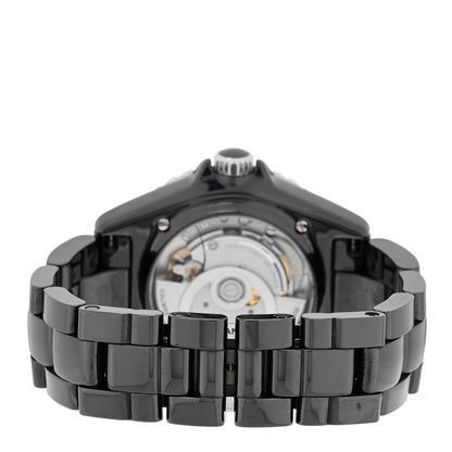 Chanel Stainless Steel Ceramic Diamond 38mm J12 Automatic Watch Black 3 of 4