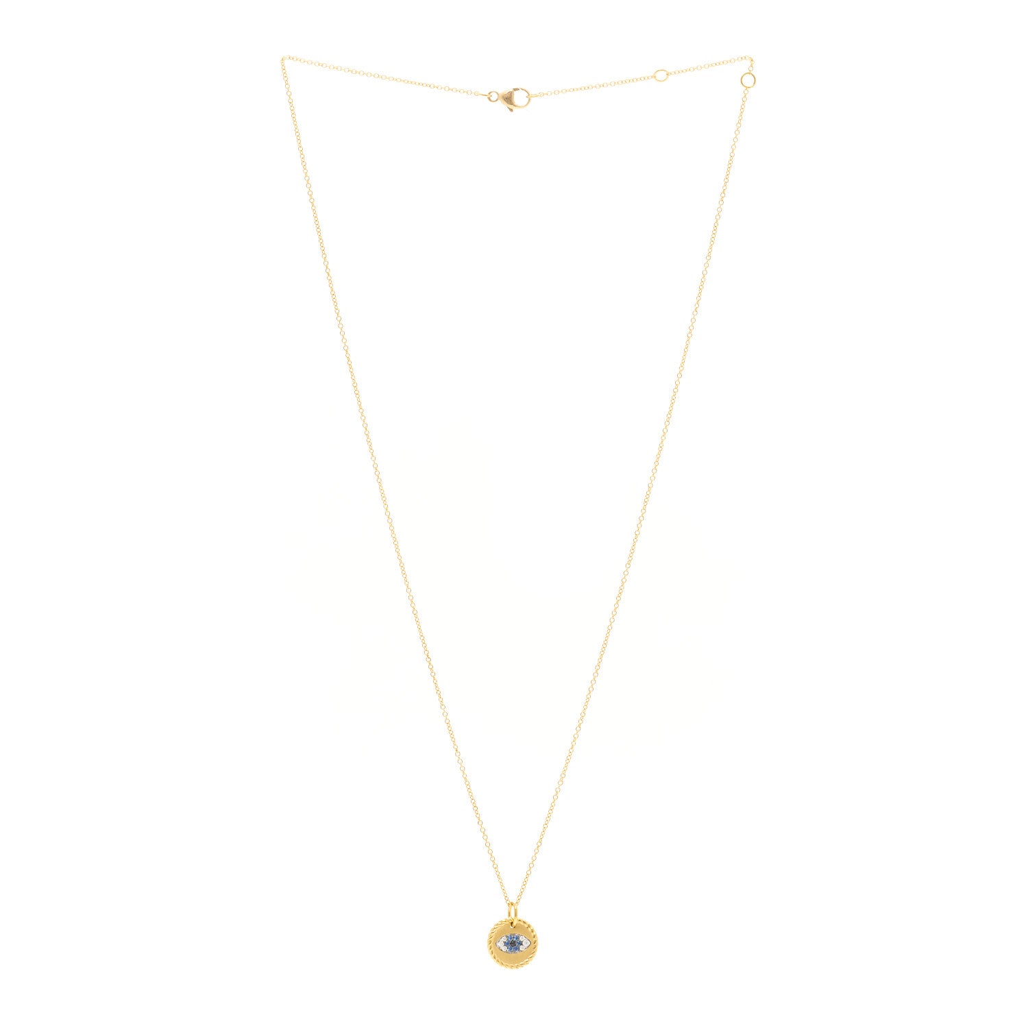 David Yurman 18K Yellow Gold Blue Sapphire Diamond Evil Eye Necklace 3 of 5