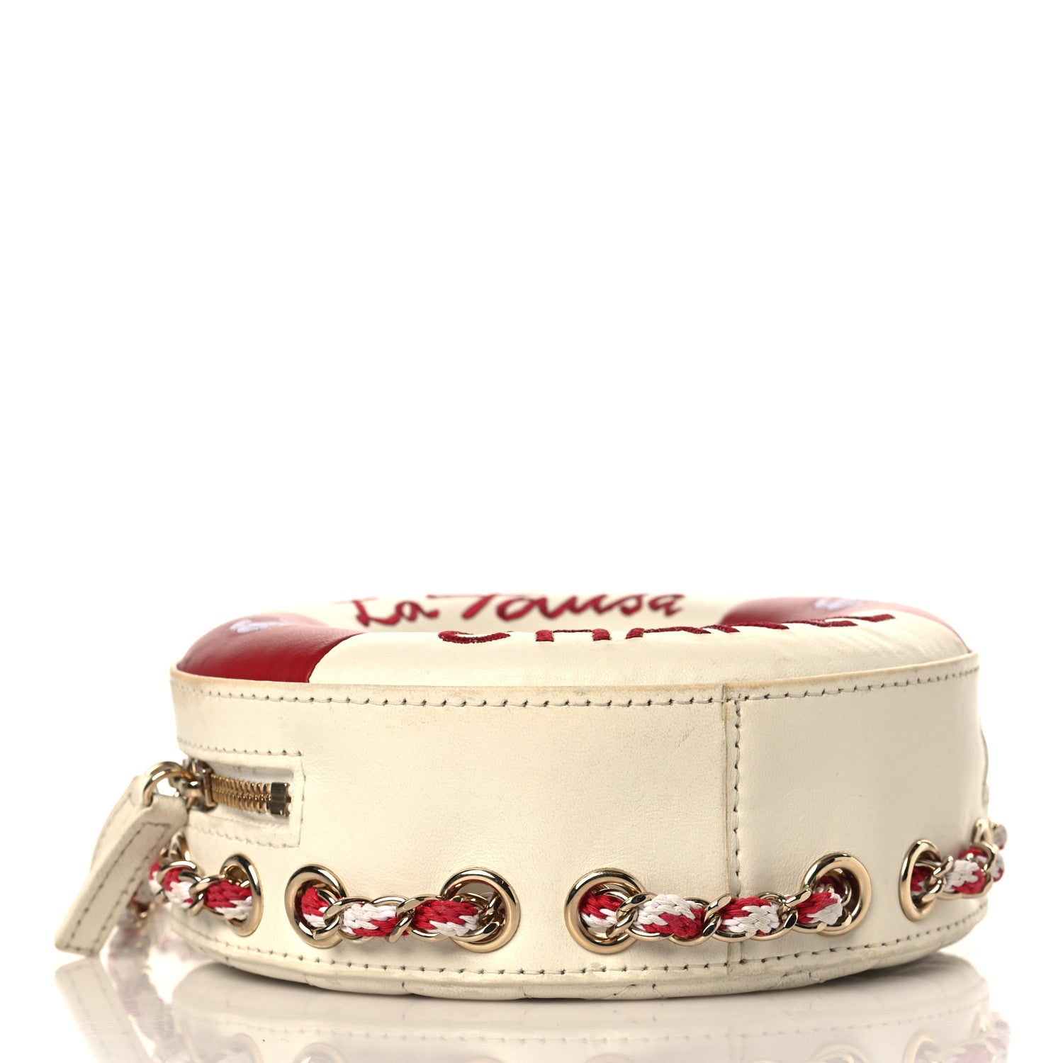 Chanel Lambskin Coco Lifesaver Round Bag Red White 4 of 13