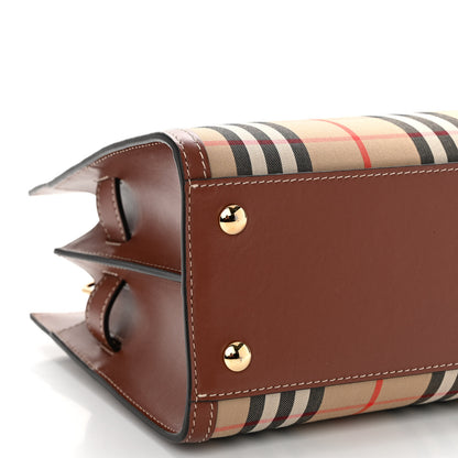 Burberry Calfskin Vintage Check Mini Two Handle Title Bag Archive Beige 8 of 9