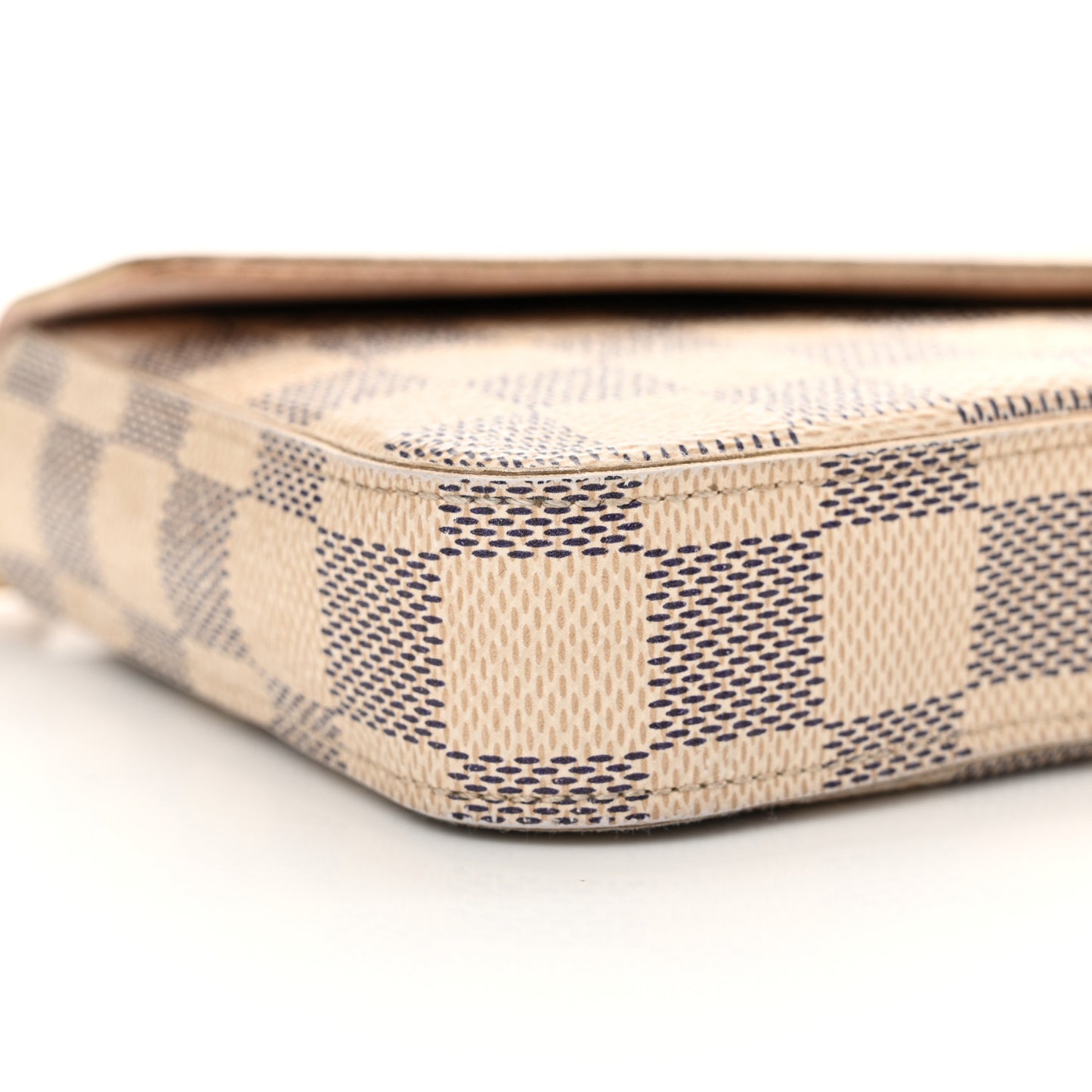 Damier Azur Pochette Felicie Chain Wallet Rose Ballerine