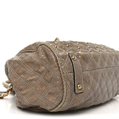 Marc Jacobs Snakeskin Embossed Calfskin Quilted Studded Beige 8 of 9