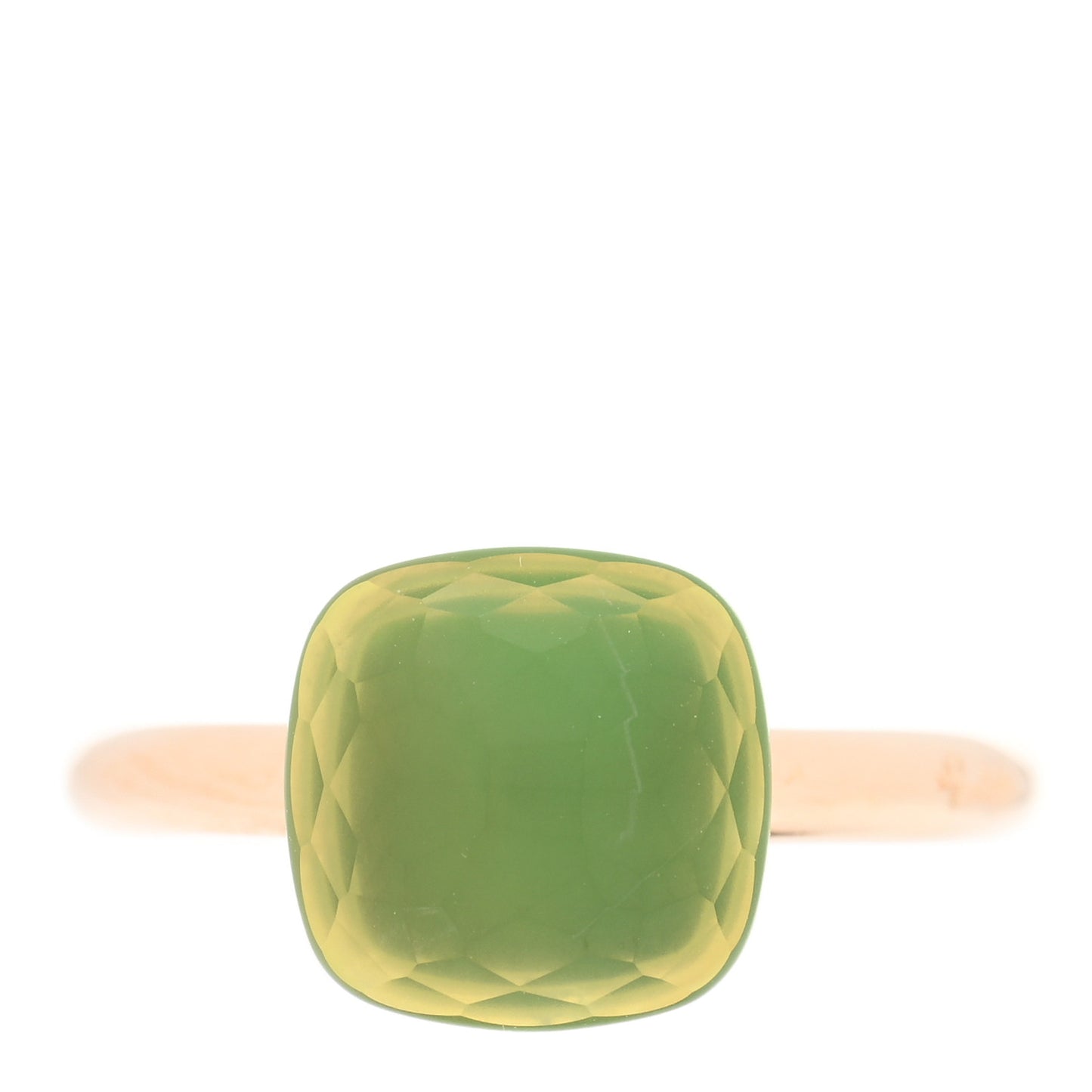 18K Rose White Gold Lemon Quartz Chrysoprase Classic Nudo Gele Ring 52 6