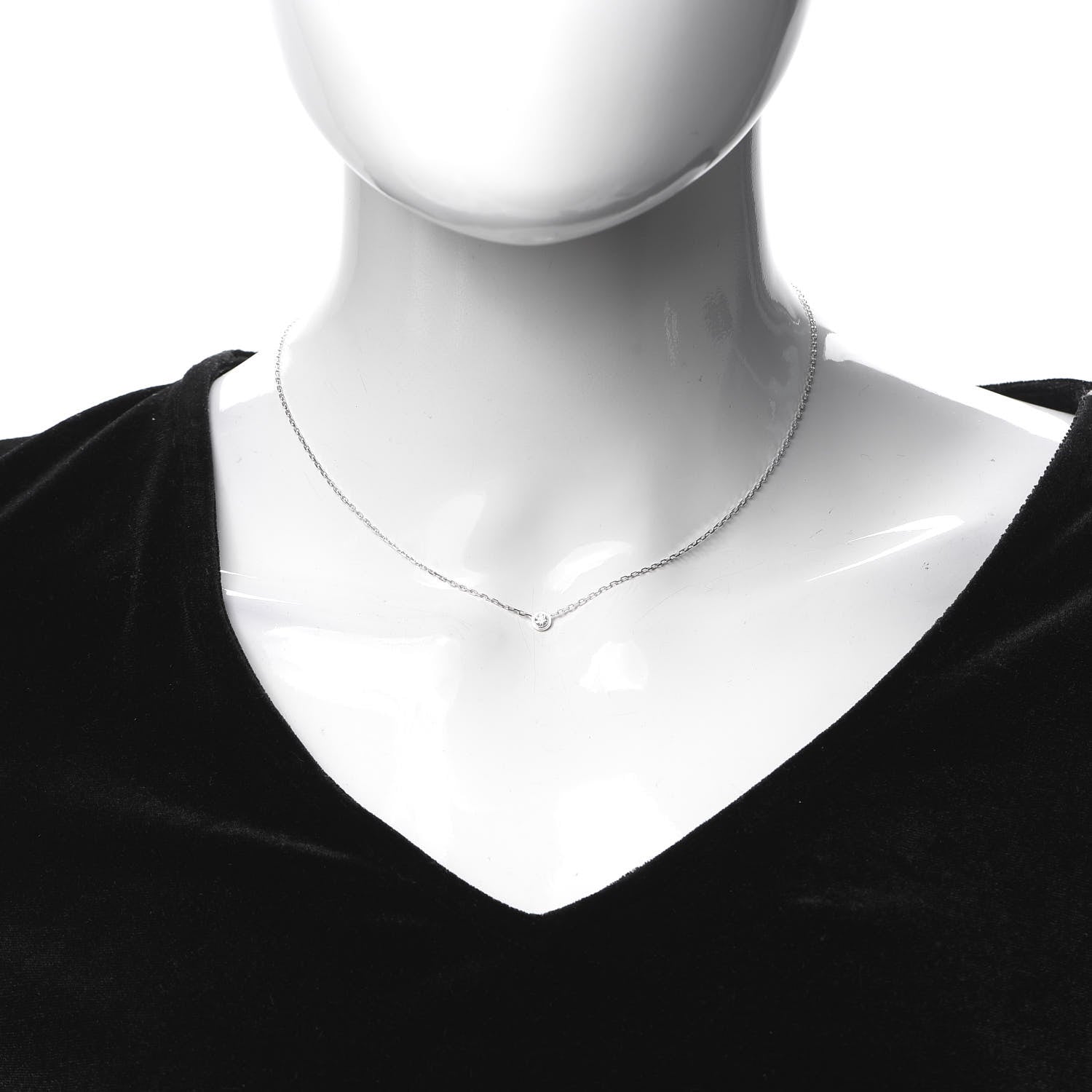 Cartier 18K White Gold Diamond SM D'Amour Pendant Necklace 2 of 7