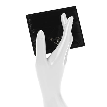 Prada Spazzolato Triangle Patterned Card Holder Black 2 of 8