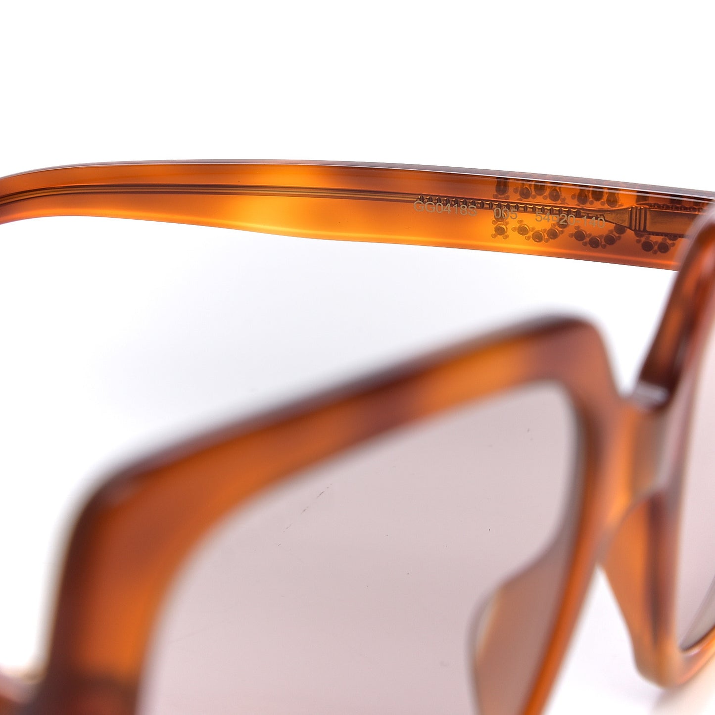 Crystal Square Frame Sunglasses GG0418S Tortoiseshell