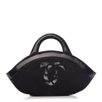 Chanel Linen Lambskin Mesh Camellia CC Tote Black 1 of 10