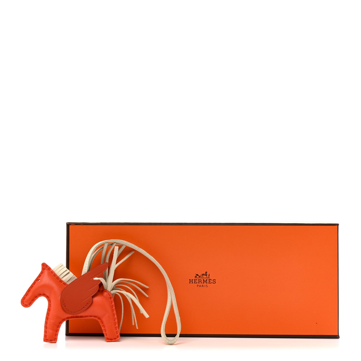 Hermes Milo Lambskin Grigri Rodeo Pegase Horse Bag Charm PM Orange Poppy Craie Terre Battue 5 of 5