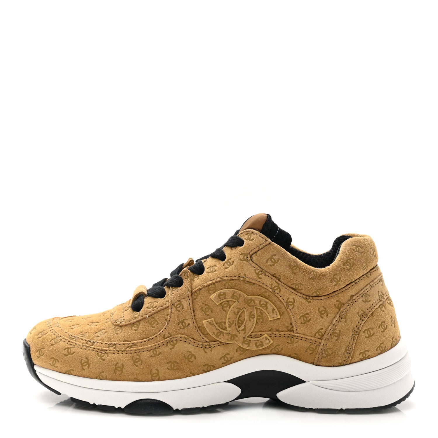 Chanel Suede Calfskin Printed CC Sneakers 36 Beige 1 of 8