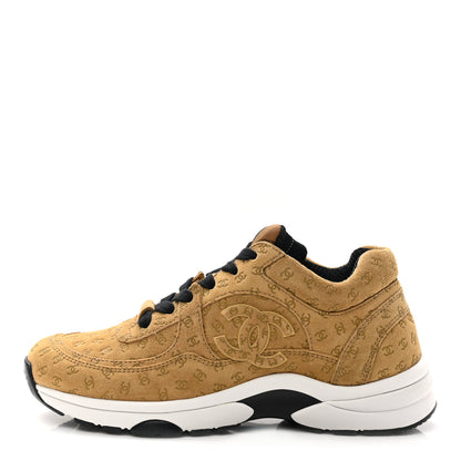 Chanel Suede Calfskin Printed CC Sneakers 36 Beige 1 of 8