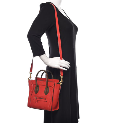 Celine Goatskin Nano Tri-Color Luggage Red 2 of 8