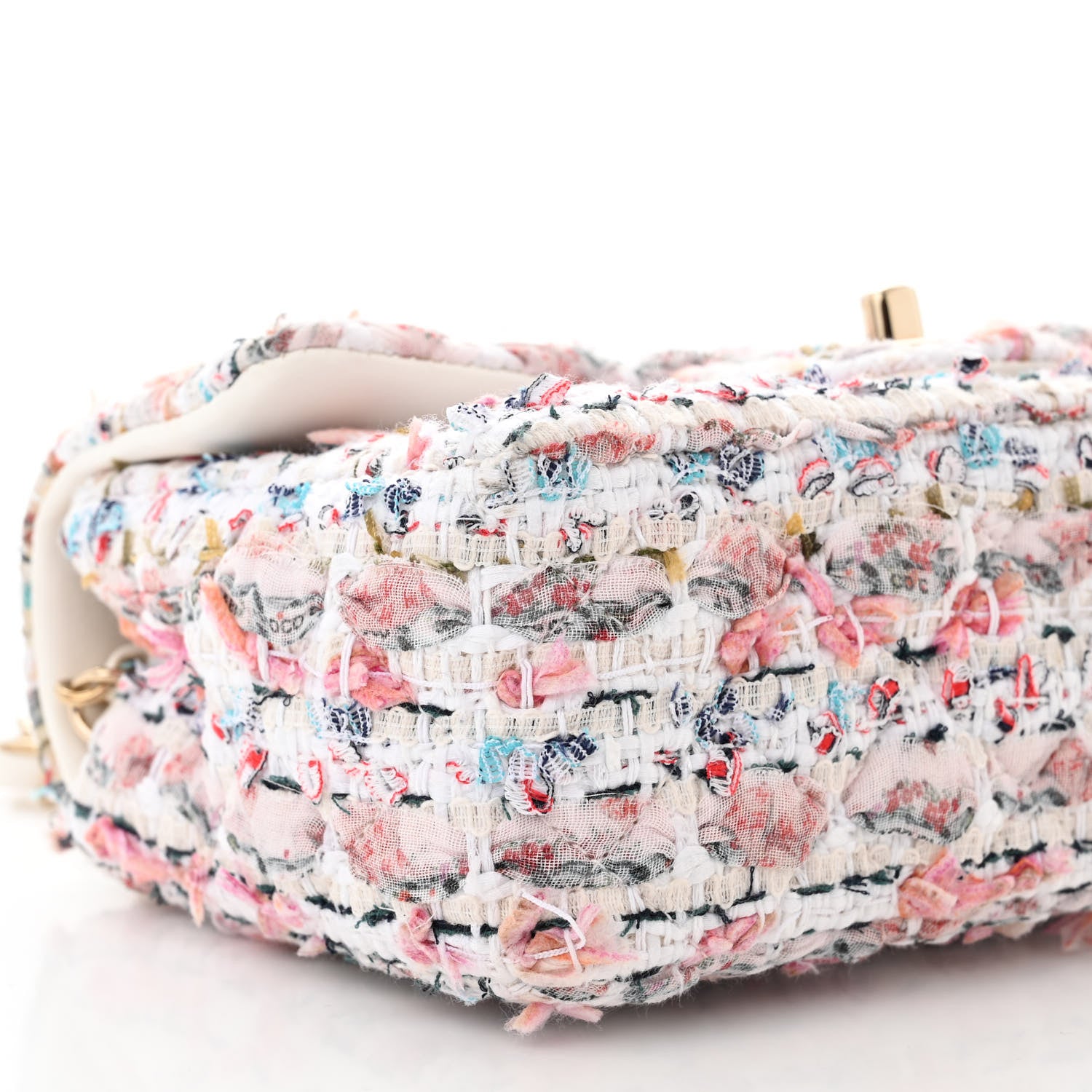 Chanel Tweed Quilted Mini Rectangular Flap Ecru Pink Blue Green 9 of 11