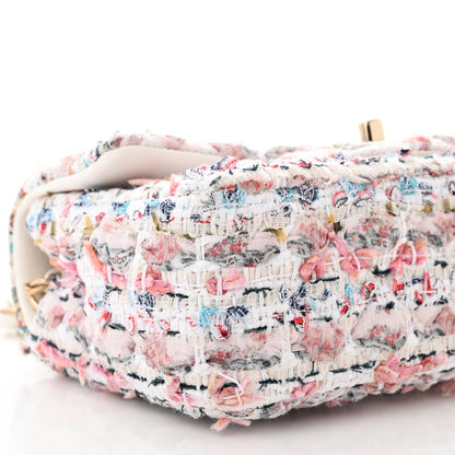 Chanel Tweed Quilted Mini Rectangular Flap Ecru Pink Blue Green 9 of 11