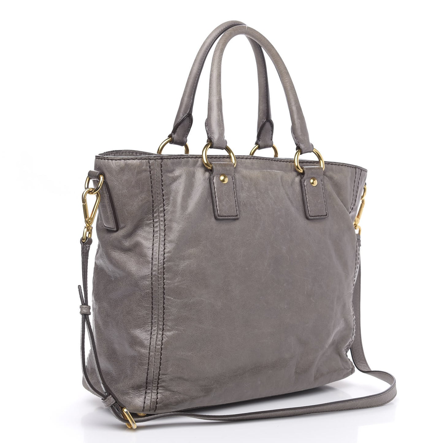 Vitello Shine Top Handle Bag Fumo