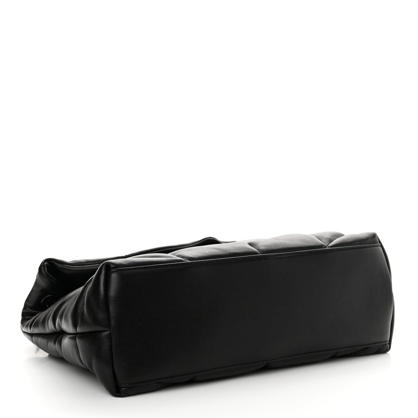 Lambskin Quilted Monogram Monochrome Medium Loulou Puffer Chain Satchel Black